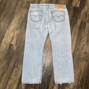 Levi's 505‎ Distressed Straight Leg Light Wash Denim Jeans Men's Size 38x30
